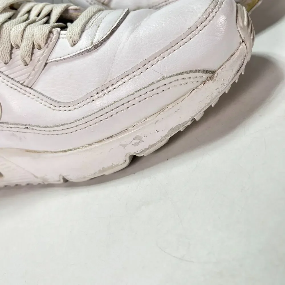 Nike Air Max 90 Triple White Low Top Casual Lifestyle Sneakers Youth Size 6Y